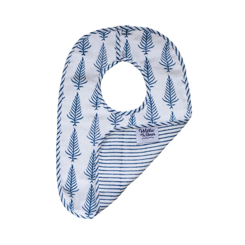 a block printed muslin bib