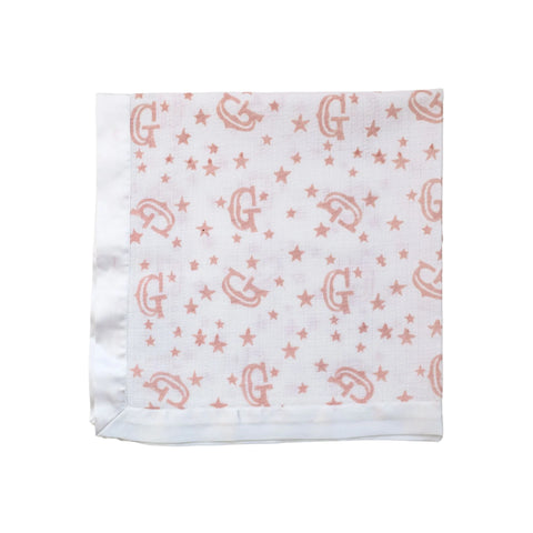 White baby muslin with monogram letter 