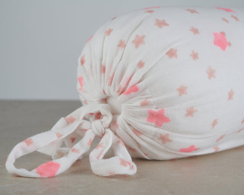 bolster cushion detail pink starry block print