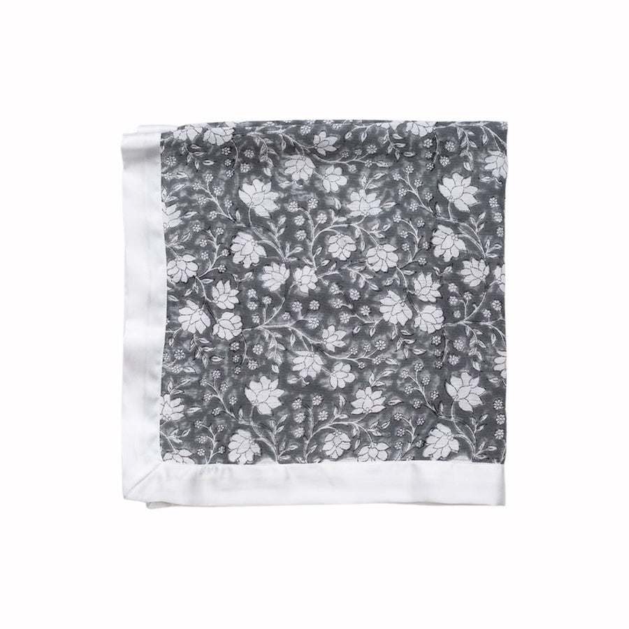 Charcoal Mughal Flower Muslin