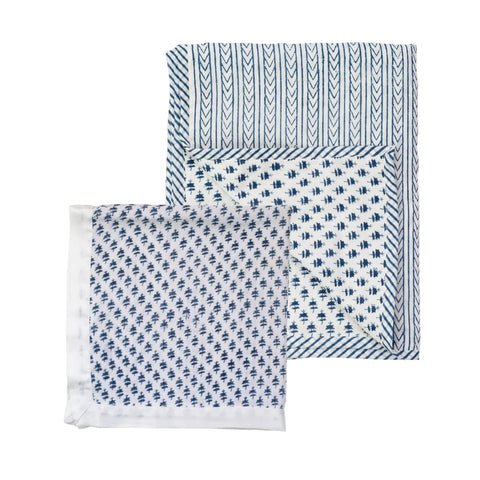 Set of a dohar baby blanket and muslin square on a white background
