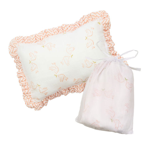 Muslin Cot Sheet and Mini Ruffle Pillow Gift Set