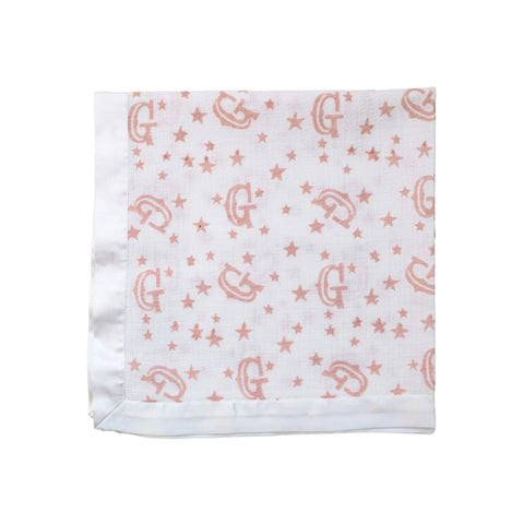 White baby muslin with monogram letter 